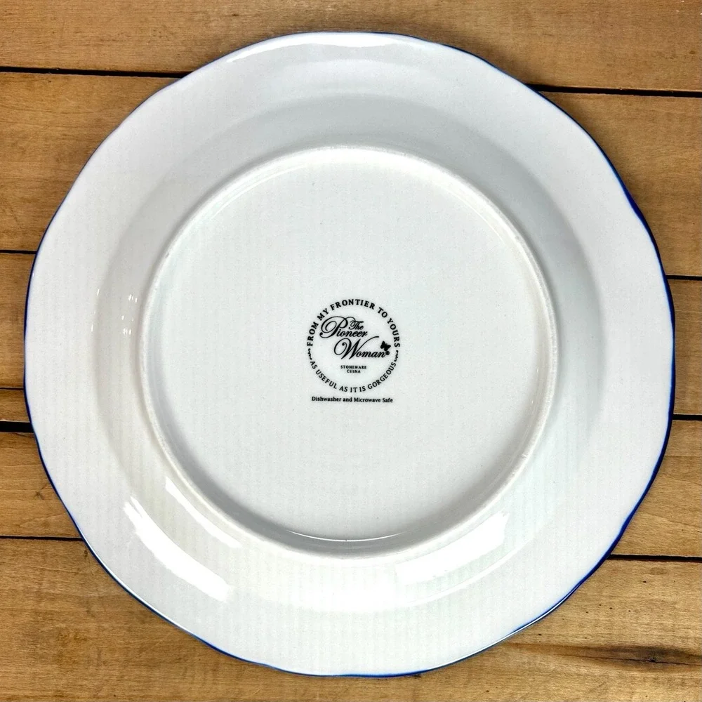 Pioneer Woman Heritage Floral Salad/Dessert Plates Cobalt Blue Floral Set Lot 4